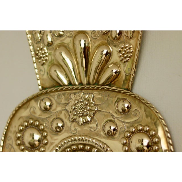 Large Mid-Century Swedish Baroque Style Brass Sconces, Set of 2 For Sale - Image 11 of 17
