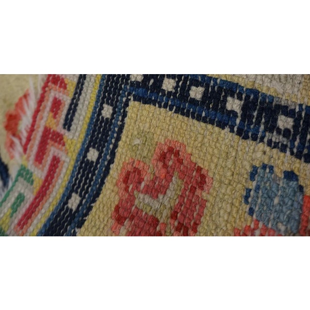 1880s Yellow Foo Dog Medallion Antique Chinese Ningxia Runner Carpet 2'4" X 7'2" Knotted Wool Rug For Sale - Image 10 of 10