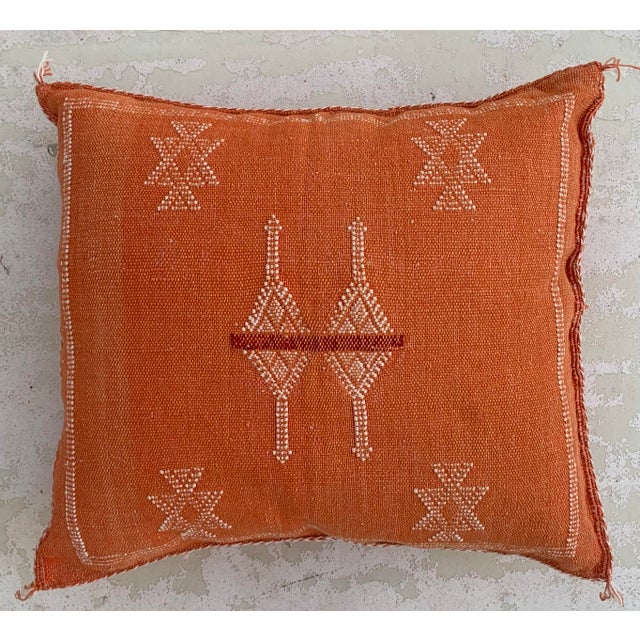 Contemporary Contemporary Orange Silk Sabra Pillow Covers- a Pair For Sale - Image 3 of 9