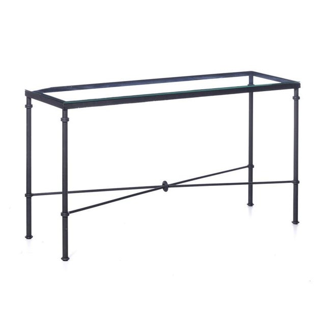 Iron Console Table with Glass Top For Sale - Image 6 of 6