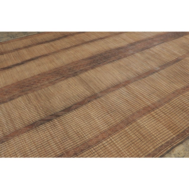Traditional Vintage Tuareg Rug With Tonal Stripe Design in Beige & Brown - Rug & Kilim For Sale - Image 3 of 7