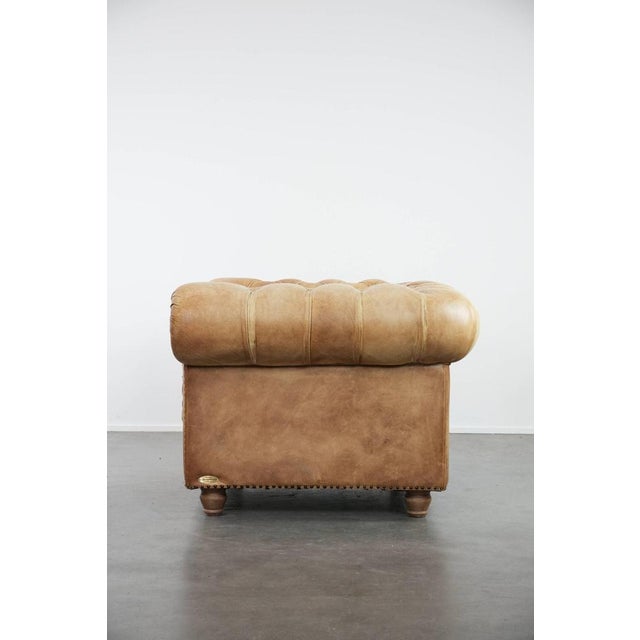 1990s Large Chesterfield Club Chair in Cowhide Leather For Sale - Image 5 of 14