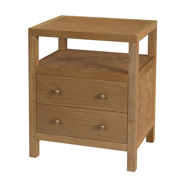Tan Nora 21 in. W Rectangular Wood 2 Drawer Nightstand with Open Shelf, Light Natural For Sale - Image 8 of 8