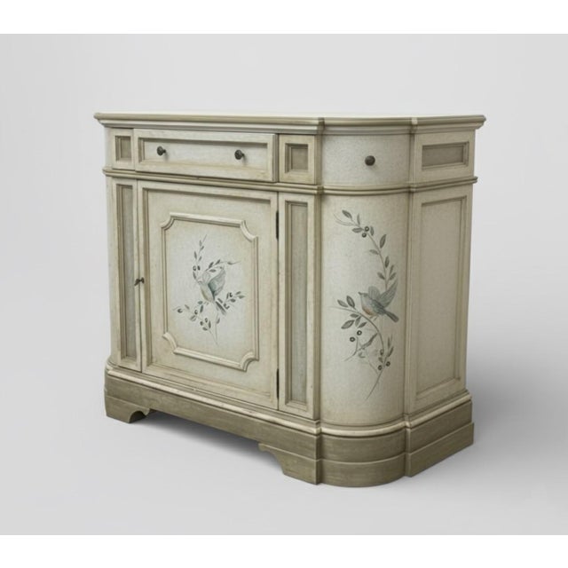 French Country 1990s Hand-Painted French Country Demilune Style Commode / Sideboard For Sale - Image 3 of 6