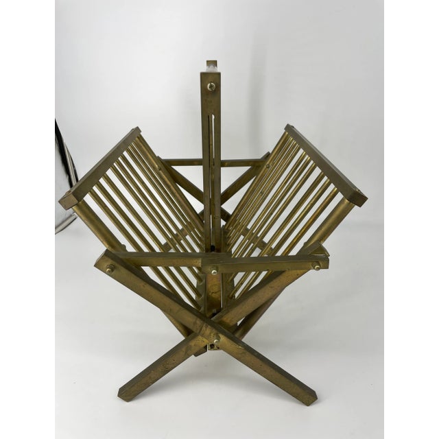 1980s 1980's Collapsible Italian Brass Magazine Rack For Sale - Image 5 of 7
