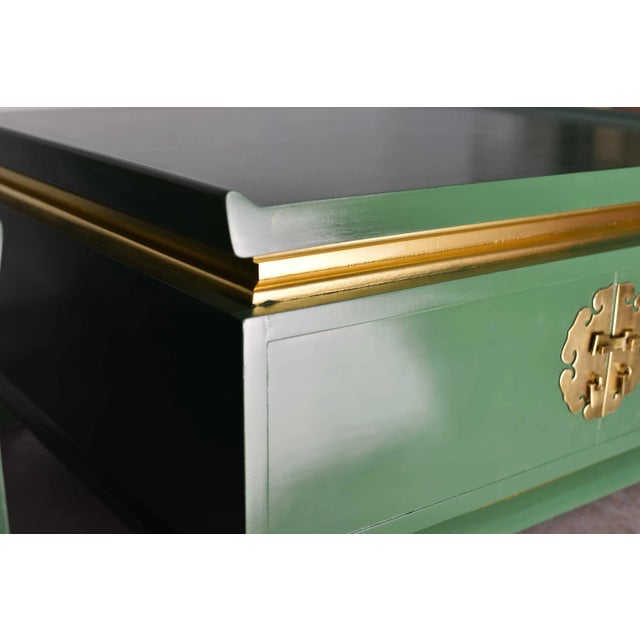 Green Vintage Chin Hua Ming Tables in Green and Gold - Newly Painted For Sale - Image 8 of 12