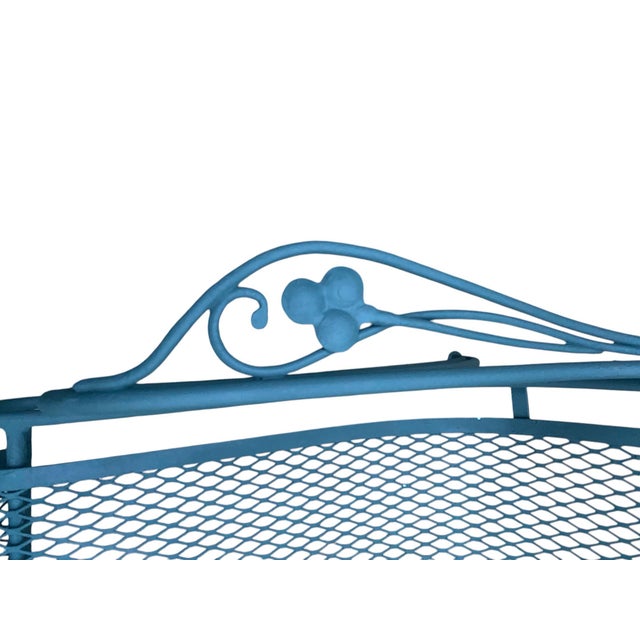 Army Green Woodard Briarwood Wrought Iron Three Piece Garden Bench Excellent Condition For Sale - Image 8 of 11