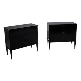 Pair of Modern Ebonized Commodes, 21st Century For Sale