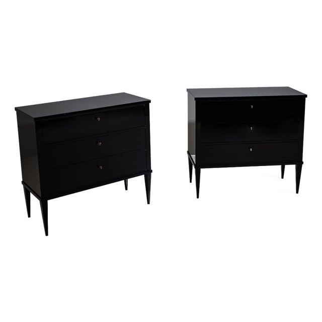 Pair of Modern Ebonized Commodes, 21st Century For Sale