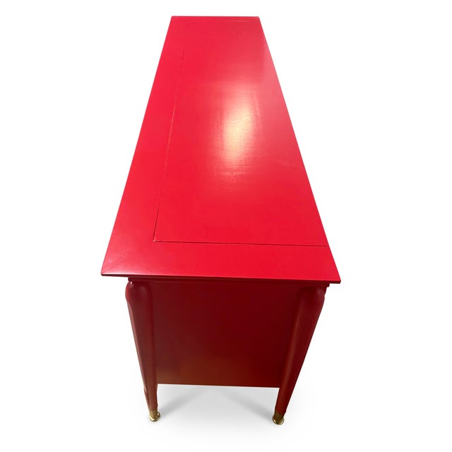 Wood Vintage Sideboard Reimagined in a Rich Scarlett For Sale - Image 7 of 8