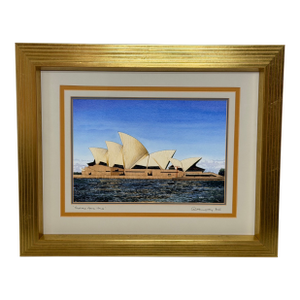 20th Century Painting Sydney Harbour Opera House House Australia Signed G. Douglas Hemingway