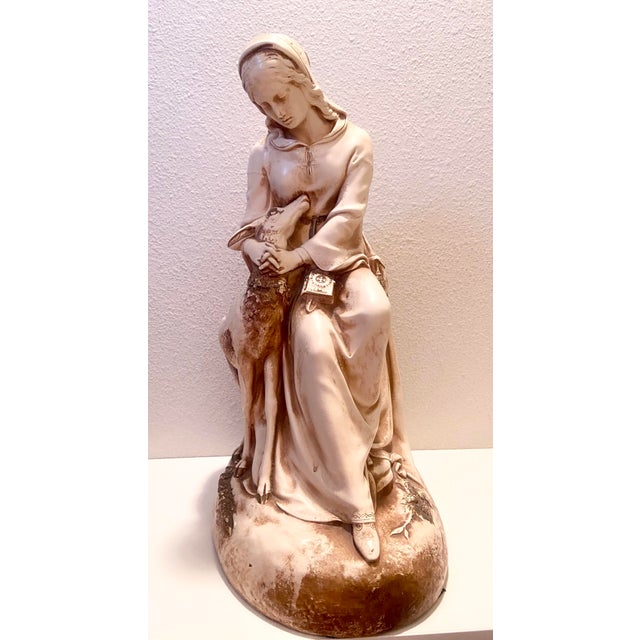 Vintage Marian of Rylstone Statue, Marwal, 1950's, Woman With Deer For Sale - Image 10 of 12