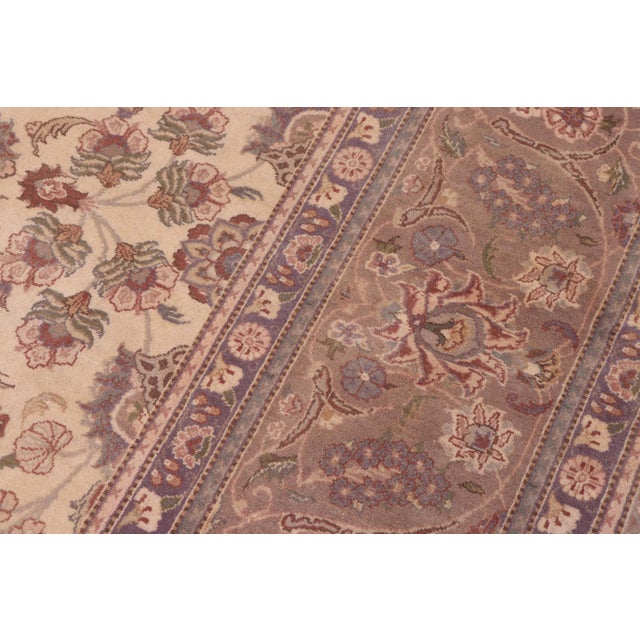 Shabby Chic Medallion Kashan Pak-Persian Ivory/Brown Wool Rug - 10'1'' X 13'6'' For Sale In New York - Image 6 of 8