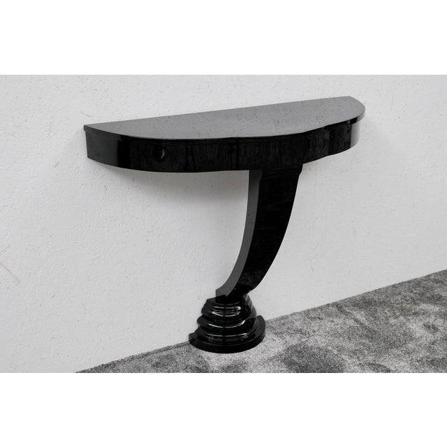 Art Deco Semi-Circular Console Table in Black High-Gloss Lacquer, 1930s For Sale - Image 6 of 9