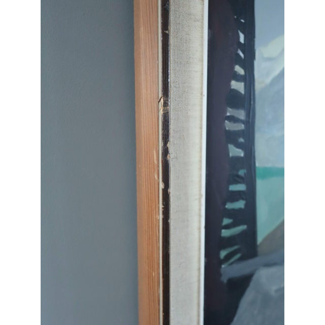 Paint Mid-Century Modern 'Still Life With Mountain View' Vintage Original Interior Oil Painting, Framed For Sale - Image 7 of 13