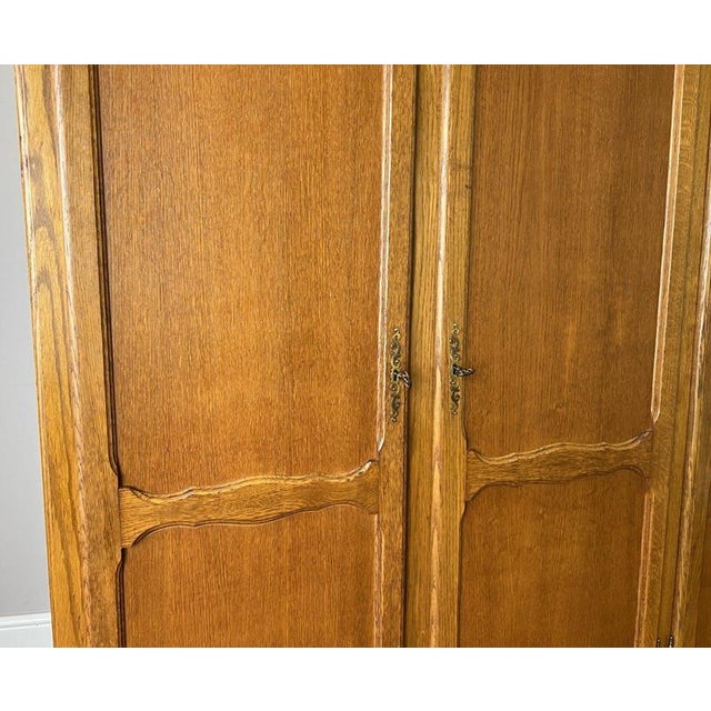 Brown Vintage French Louis XVI Style Wardrobe in Oak For Sale - Image 8 of 11