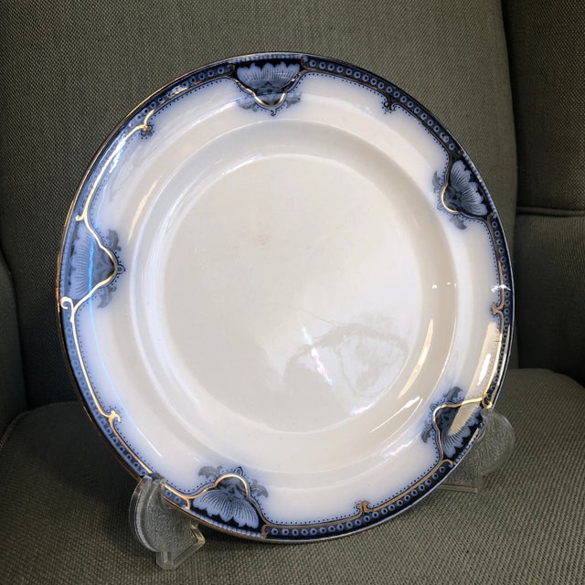 Flow Blue Gilt Rim Luncheon Plate Hamilton by Burgess & Leigh - Single For Sale - Image 10 of 10