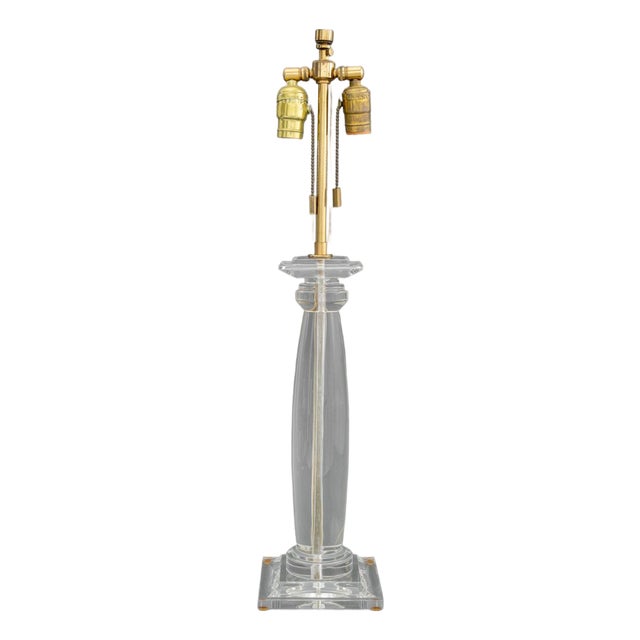 1980s Karl Springer Acrylic Greek Column Table Lamp For Sale