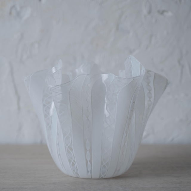 Glass Bianconi Fazzoletto Zanfirico Handkerchief Vase for Venini, 2002 For Sale - Image 7 of 7