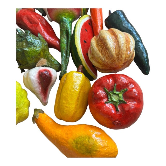 Farmhouse Vintage Realistic Hand Crafted Paper Mache Fruit & Vegetables (Set of 22) For Sale - Image 3 of 6