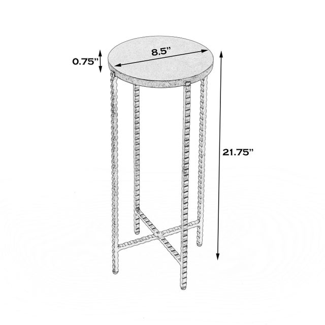 Transitional Nigella Marble & Silver Cross Legs Accent Table, Multi-Color For Sale - Image 3 of 7