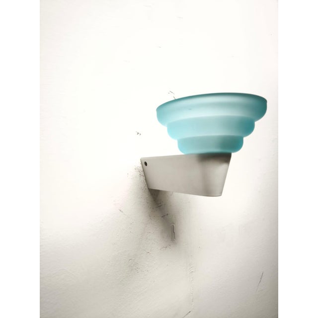 Blue Light Blue Glass Wall Lamp from Leucos, 1980s For Sale - Image 8 of 8
