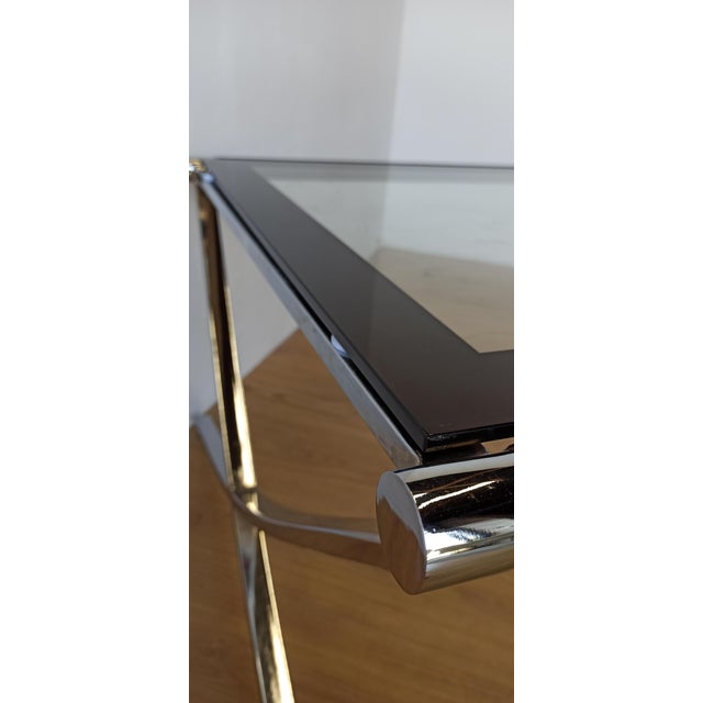 Mid-Century Modern Barcelona Style Chrome Coffee Table, 1970s For Sale - Image 3 of 18
