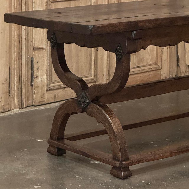 18th Century Spanish Oak Trestle Table ~ Console ~ Library Table For Sale - Image 14 of 18