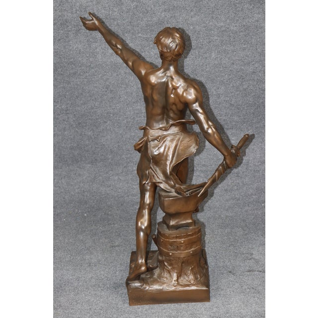Antique French Bronze Titled Le Devoir Civique, After Eugene Marioton. For Sale - Image 10 of 16