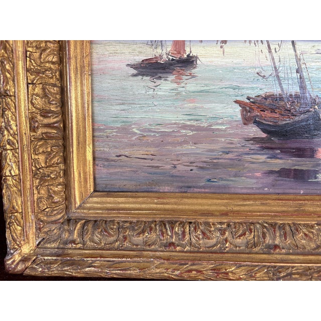 A beautiful early 20th-century Belgian marine painting by Léo Spanoghe (1874–1955), executed in oil on panel and depicting...