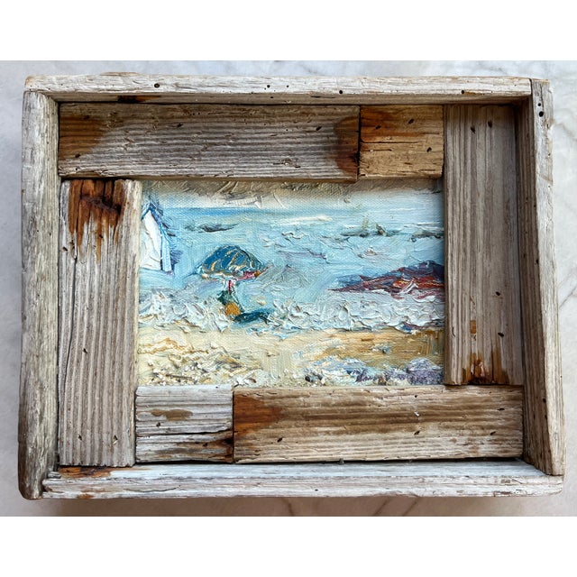Abstract The Gulf, Oil Painting, by Van Ness, Barn Wood Frame For Sale - Image 3 of 4