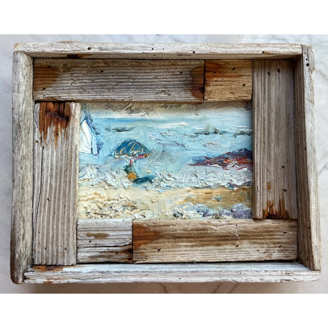 Abstract "The Gulf", Oil Painting, by Van Ness, Barn Wood Frame, Coastal Art For Sale - Image 3 of 4