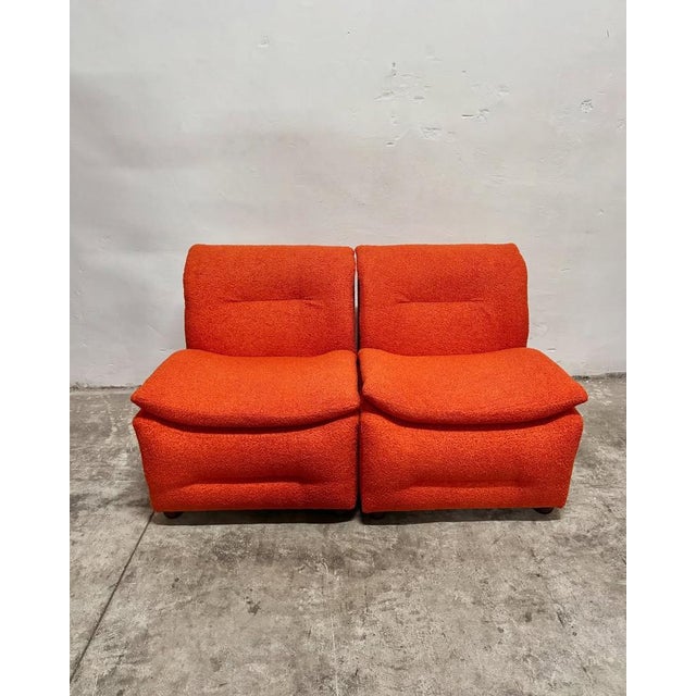 1980s Modular Sofa – 3 Modules in Orange Bouclé For sale: a modular sofa consisting of four individual sections dating...