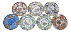 Late 20th Century Japanese Imari Floral Porcelain Charger Plates Dishes Plaques 11" - Set of 7