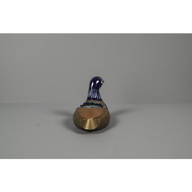 Egyptian Duck With Ceramic, Brass and Enamel Bowl, 1970s For Sale - Image 5 of 12