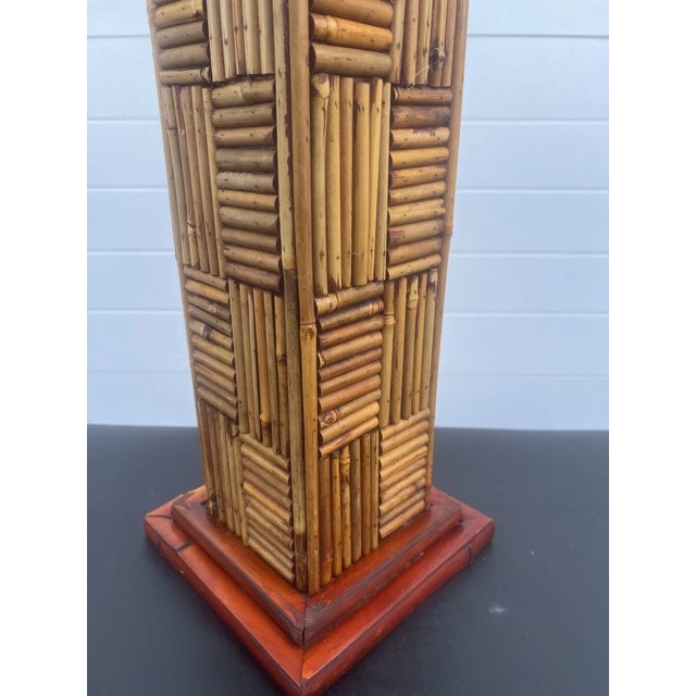 Vintage Natural Bamboo Wood Pedestal Plant Stand For Sale In Orlando - Image 6 of 9