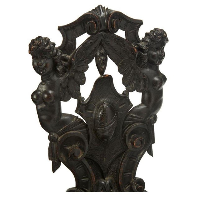 19th Century Renaissance-Style Ebonized Walnut Hall Chairs - Set of 3 For Sale In Birmingham - Image 6 of 12