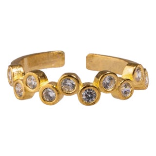 Diamond & Gold Zig Zag Stackable Adjustable Ring For Sale