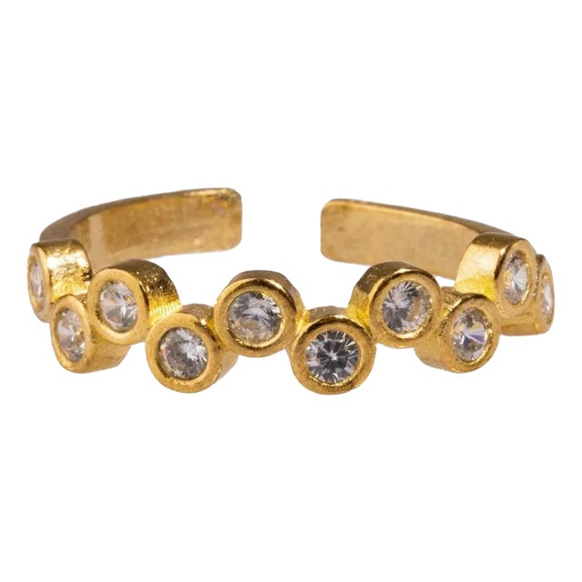 Diamond & Gold Zig Zag Stackable Adjustable Ring For Sale