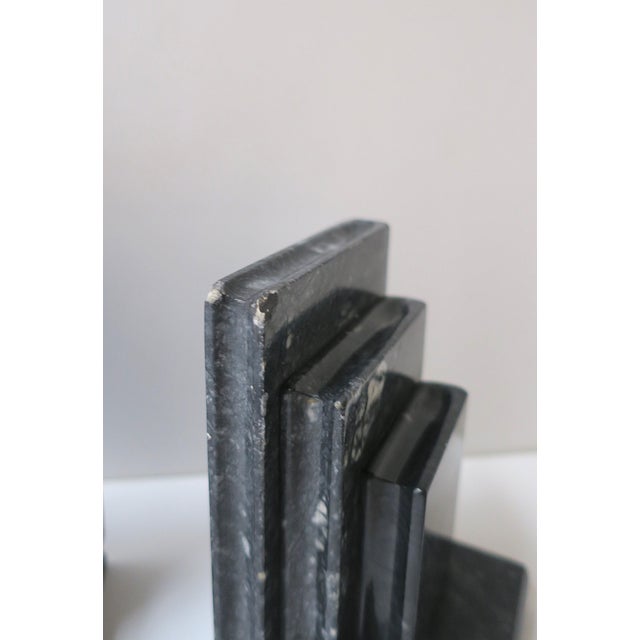 Italian Black White Marble 'Book' Bookends, Pair For Sale - Image 12 of 13