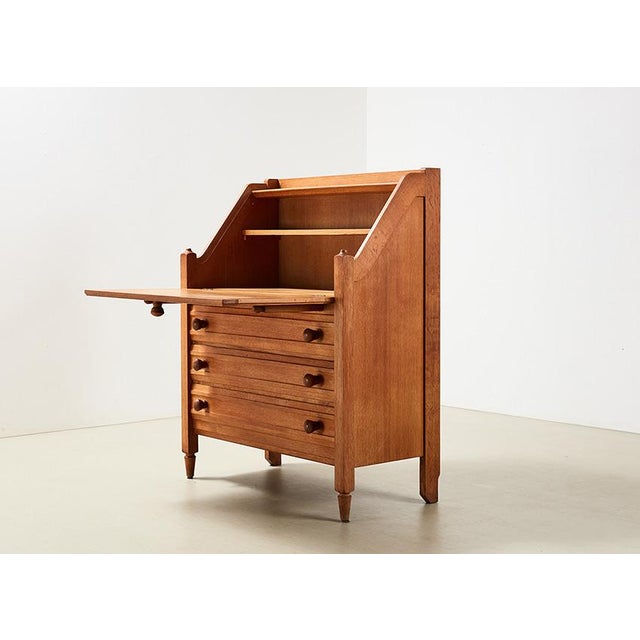 Mid-Century Modern Oak Secretaire by Guillerme & Chambron for Votre Maison, 1960 For Sale - Image 3 of 12