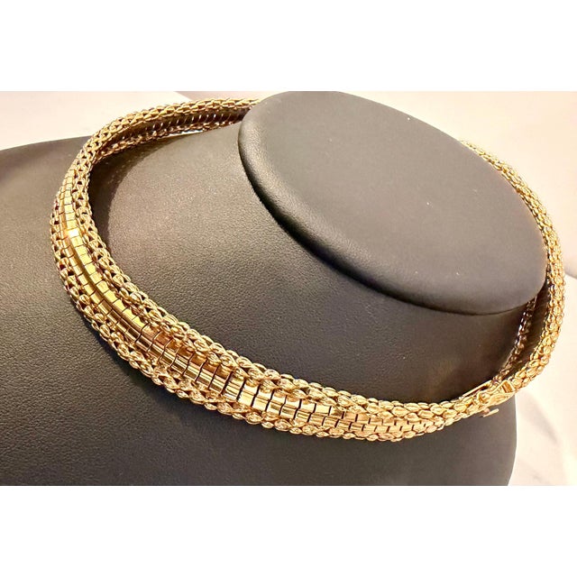 Metal Vintage 18 Karat Yellow Gold 55.5 Gm Choker Link Like Chain Unisex, 16" Necklace For Sale - Image 7 of 18
