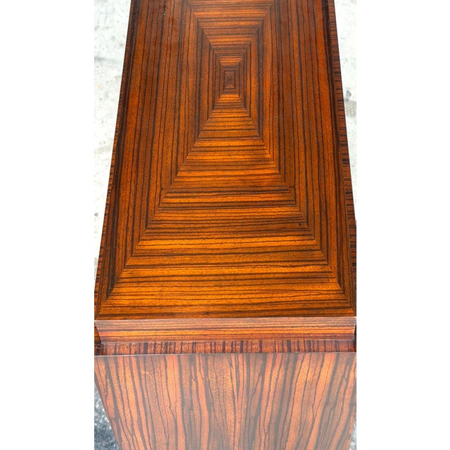 Wood Art Deco Zebrawood Pedestals, Late 20th Century, Sculptural Pair For Sale - Image 7 of 16