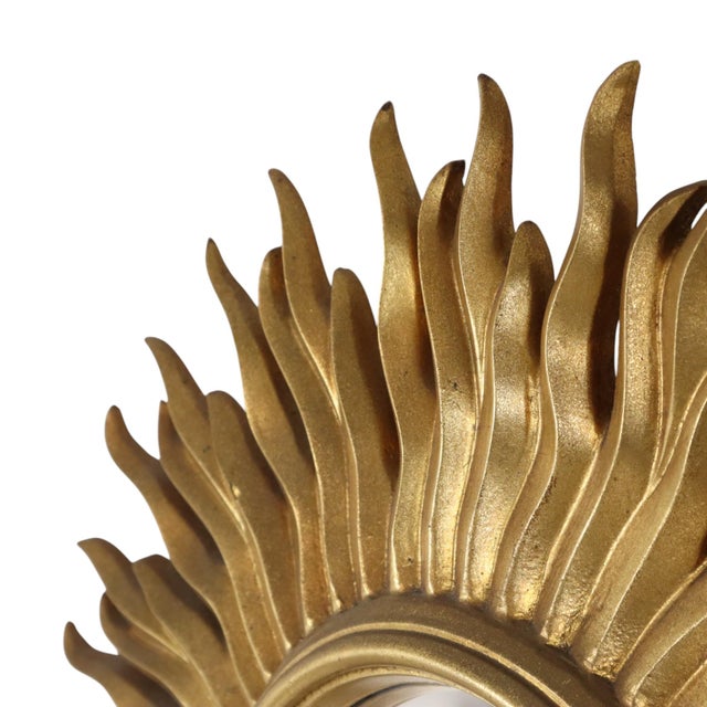 Vintage Gold-Leaf Gilt Sunburst Convex Mirror, 1960s For Sale - Image 15 of 18