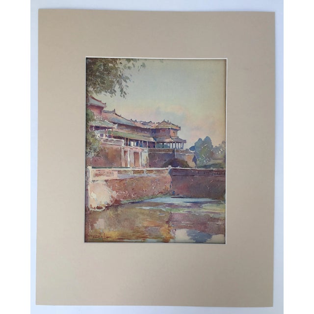 Impressionist Vintage Matted Lithograph View of Indo-China by Marius Hubert-Robert, 1933 For Sale - Image 3 of 3