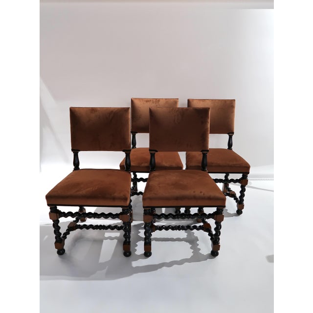 Jacobean Style Dining Chairs, 1920s, Set of 4 For Sale - Image 6 of 7