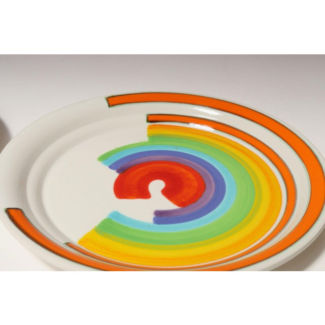 1960s Set of Eight Italian Porcelain Salad and Dinner "Rainbow" Plates by Mancer For Sale - Image 9 of 16