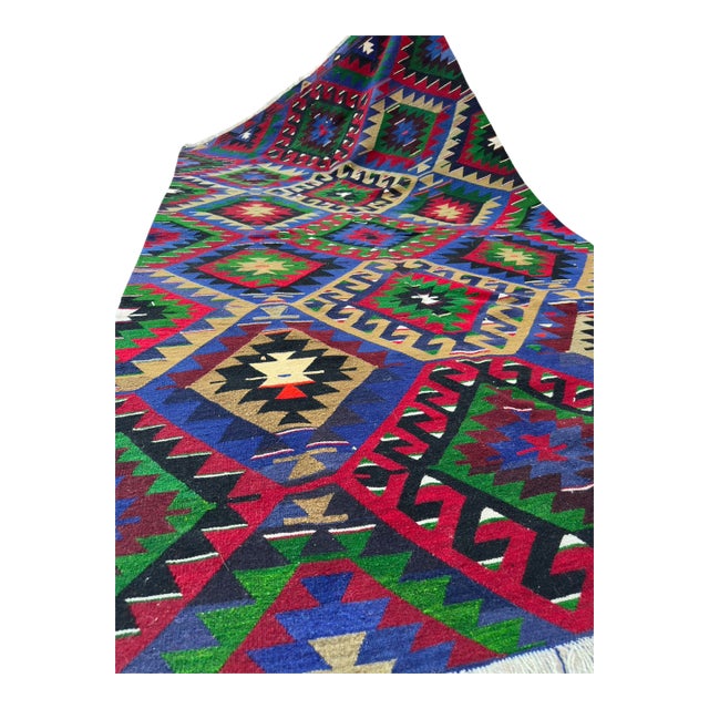 Vintage Denizli Handwoven Textile Art, 10x6 Large Anatolian Tribal Flatweave, Pristine Wool Tapestry, Archive Heirloom Decor For Sale