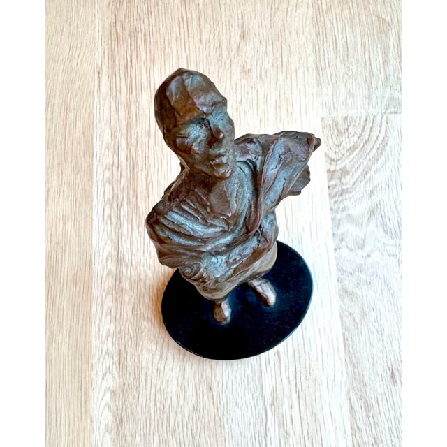 Signed Limited-Edition Modernist Cast Bronze Draped Female Sculpture, 7/21 For Sale - Image 10 of 12