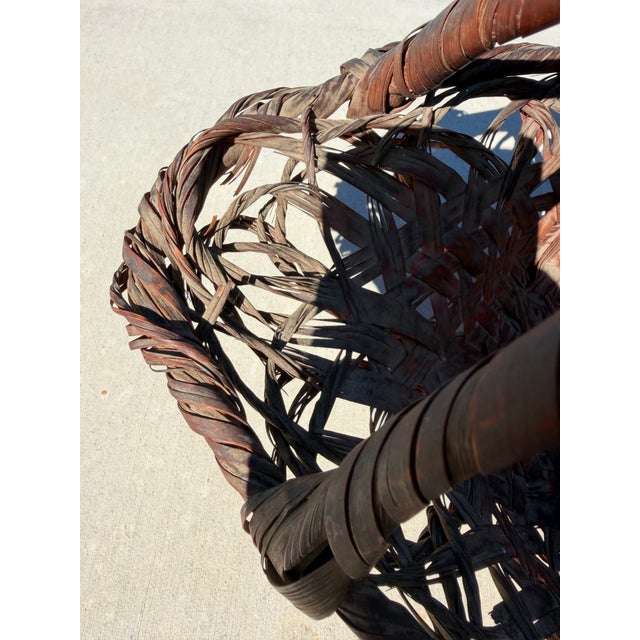 Wood Antique 1920's Japanese Bamboo Ikebana Hanakago Flower Basket For Sale - Image 7 of 13